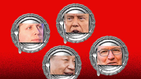 Cook, Trump, Altman and Xi is having a dinner in white house 
