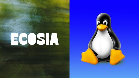 The logos of Ecosia Search Engine and Linux operating system