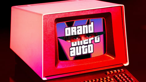 A vintage computer screen depicting GTA 6 imagery.