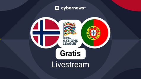 Nations League-logo med teksten «gratis livestream» – Norge mot Portugal, 27. september 2026