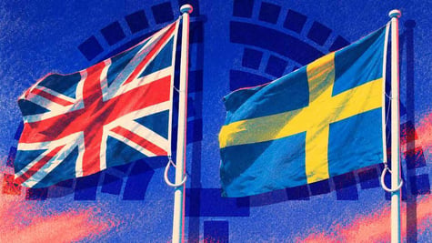 Flags of the United Kingdom and Sweden