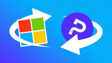 The logos of Microsoft and Proton