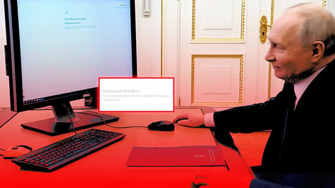 Russia's president Vladimir Putin casts an online vote