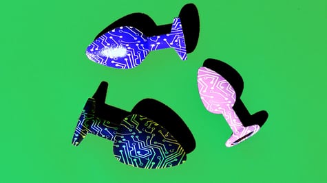 Adult toys on a blue background