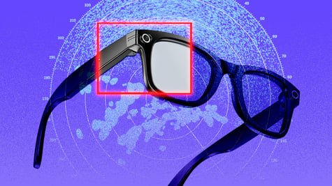 Smart glasses in a purple background