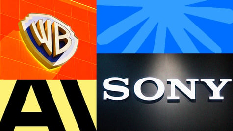 Sony,  Warner, Anthropic and Claude logo's merged together.