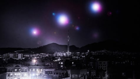 Multicolored lights over Tehran.