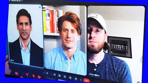 A human and two AI agents on a job interview call.