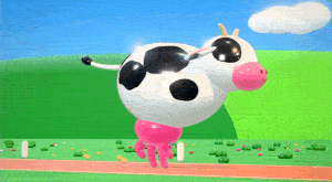 GIF of cow jumping