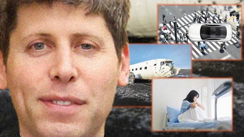 Sam Altman, Tesla in a pedestrian crossing, plane crash, patient in a hospital.