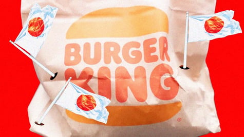 Burger King logo on wrap up paper with Japanese flags