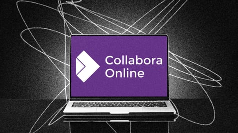 An opened laptop with the logo of Collabora Online