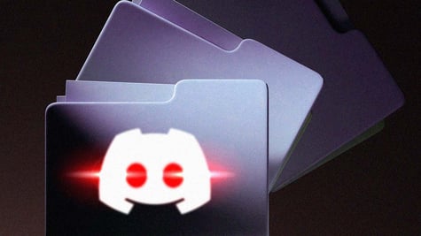 Discord logo on a file in black background