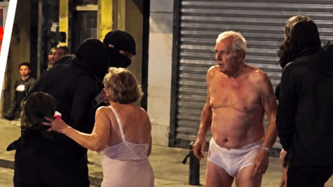 AI deepfake of elderly couple, stripped and robbed, in French riots. Screenshot from X.