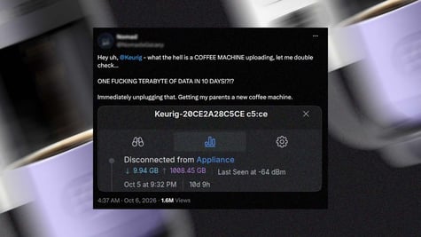 keurig coffee machine cought sending terabyte of data