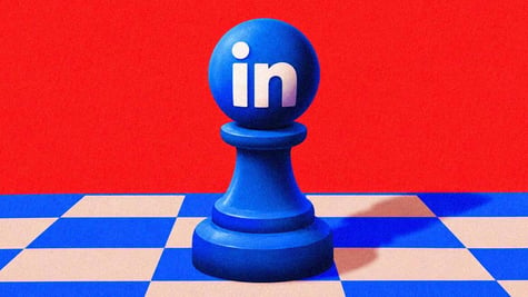 A chess figure with a LinkedIn logo on a chessboard
