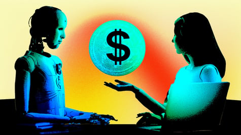 Male and female bots, and a dollar.