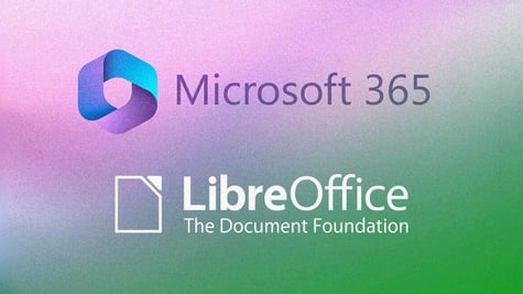 The logos of Microsoft 365 and LibreOffice
