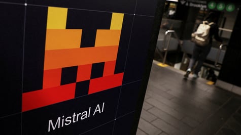 French AI company Mistral AI advertisement inside the Grand Central subway station in New York