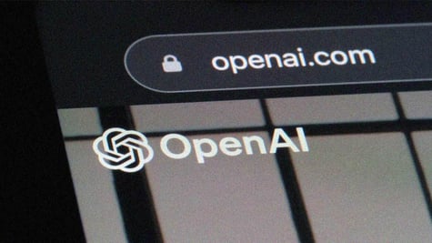 OpenAI logo and an OpenAI website.