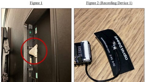 A hidden audio recording device in an OpenAI executive conference room. By Reuters.