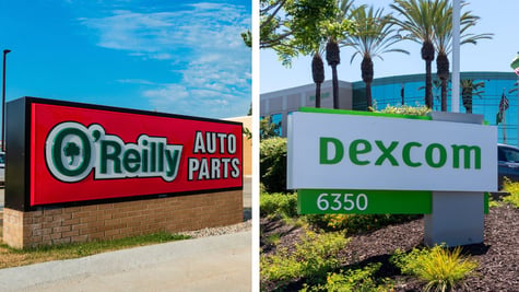 O'Reilly and  Dexcon signs side by side
