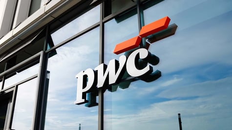 pwc logo on the wall