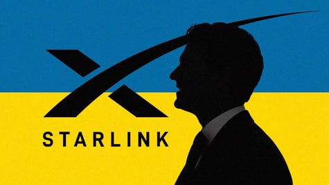 Starlink logo on the Ukrainian flag