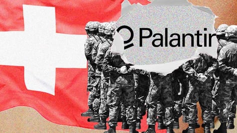 The logo of Palantir Technologies, the Swiss Army soldiers