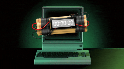 Ticking time bomb; computer set to explode; cybersecurity defences