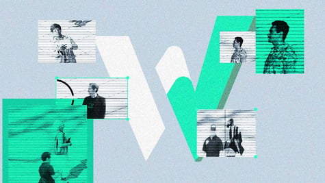 The logo of W Social, pictures of people taken by a secret camera