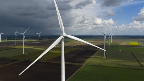 Wind generators in the summer fields.
