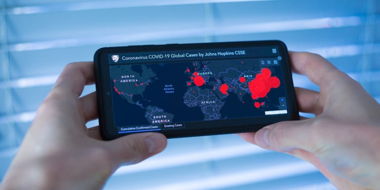 coronavirus spread map on phone