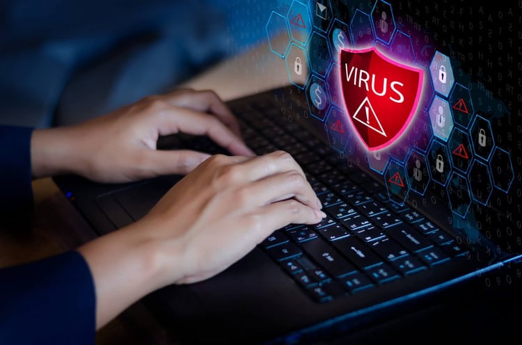 laptop with antivirus program icon