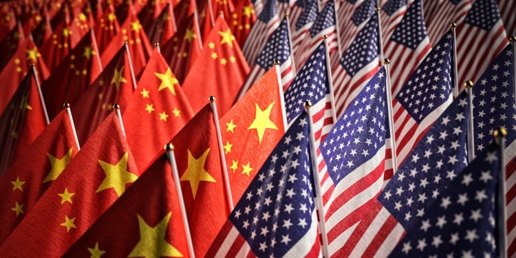 flags of China and USA