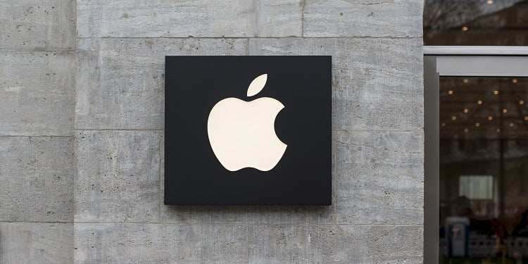 Apple logo in building