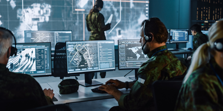Military Surveillance Officers Working on Cyber Operations