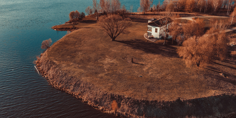 Tiny house on an island