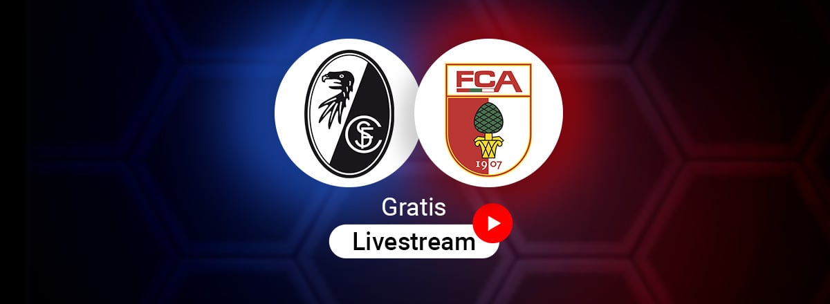 Freiburg vs. Augsburg Logos für Bundesliga Spiel in der Saison 2025/2026