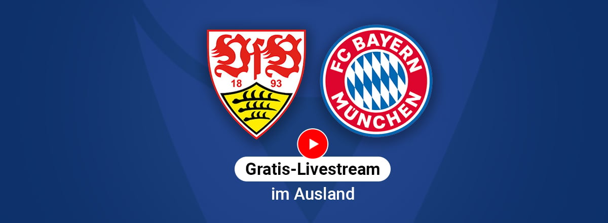 Logos der Fußballmannschaften VfB Stuttgart gegen FC Bayern München