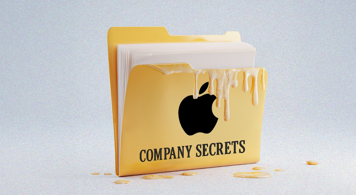 apple logo company secrets folder melting leaking