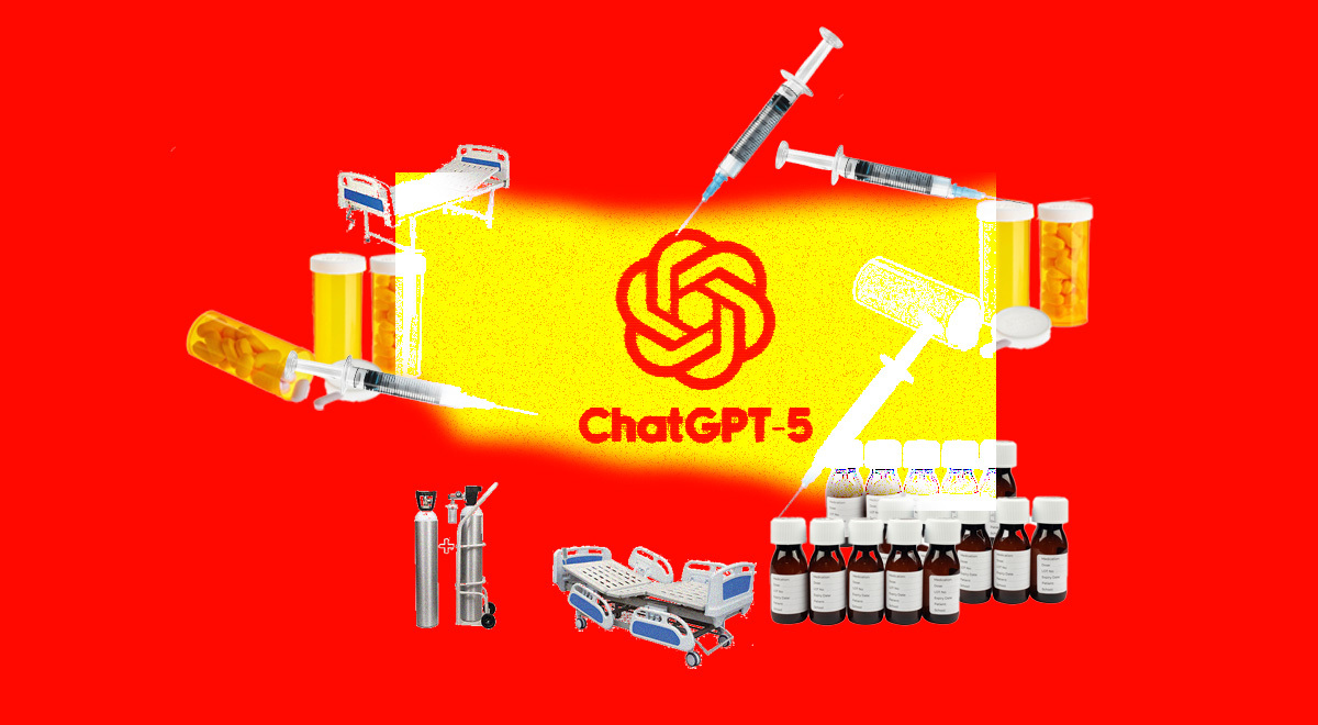 Medical equipment and the ChatGPT symbol.