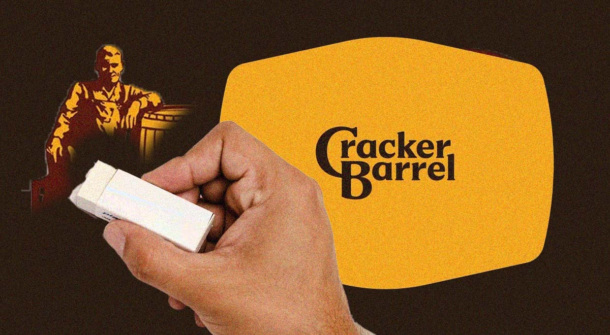 Cracker Barrel unerase their logo; Cracker Battel reverses on logo change