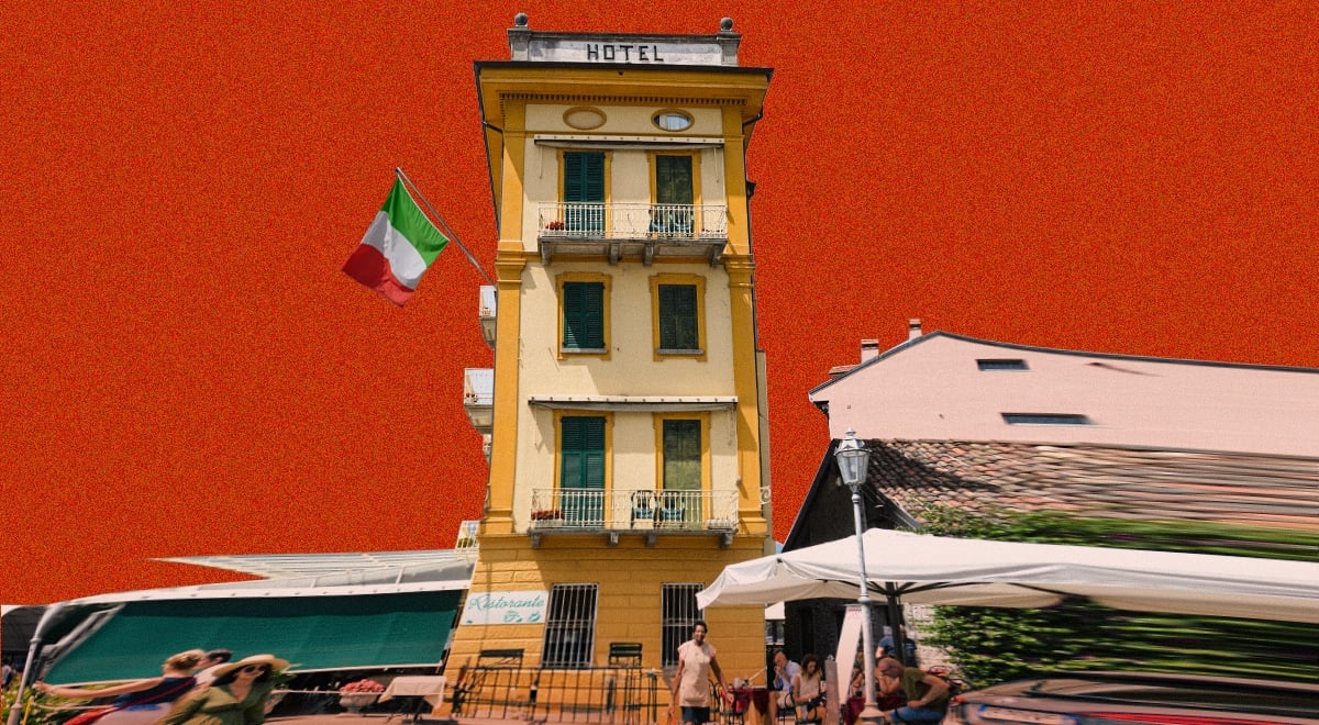 Hotel in Italy with an Italian flag