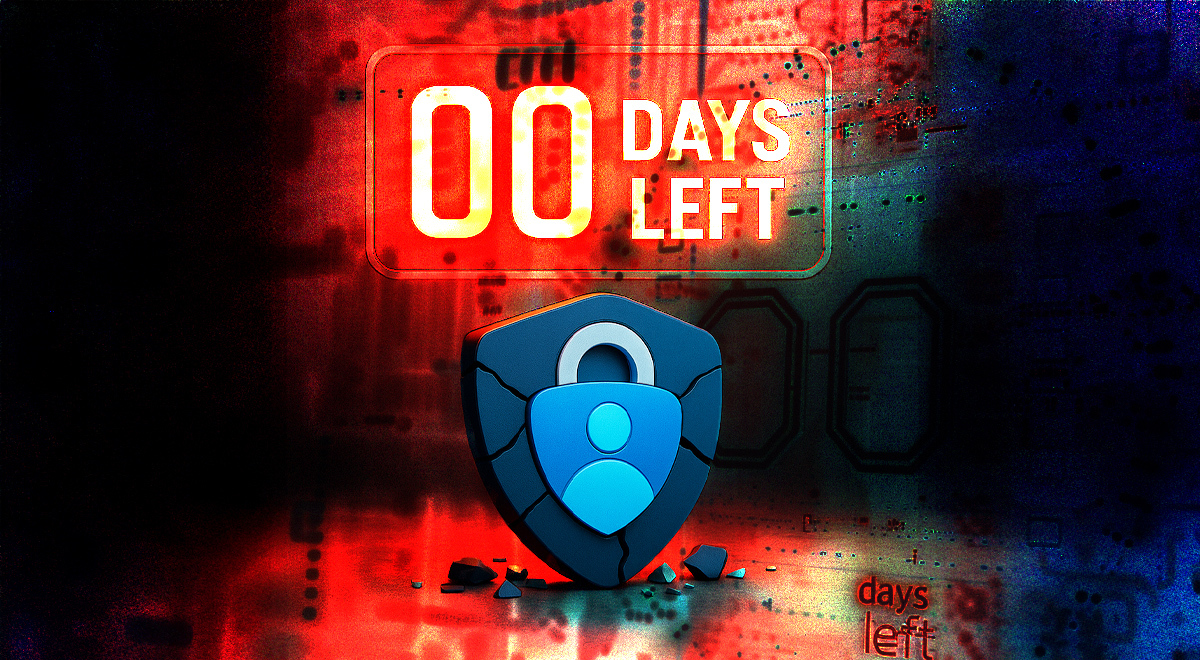 dark grey and blue lock with a baby blue human icon, red sign 00 days left, black and yellow