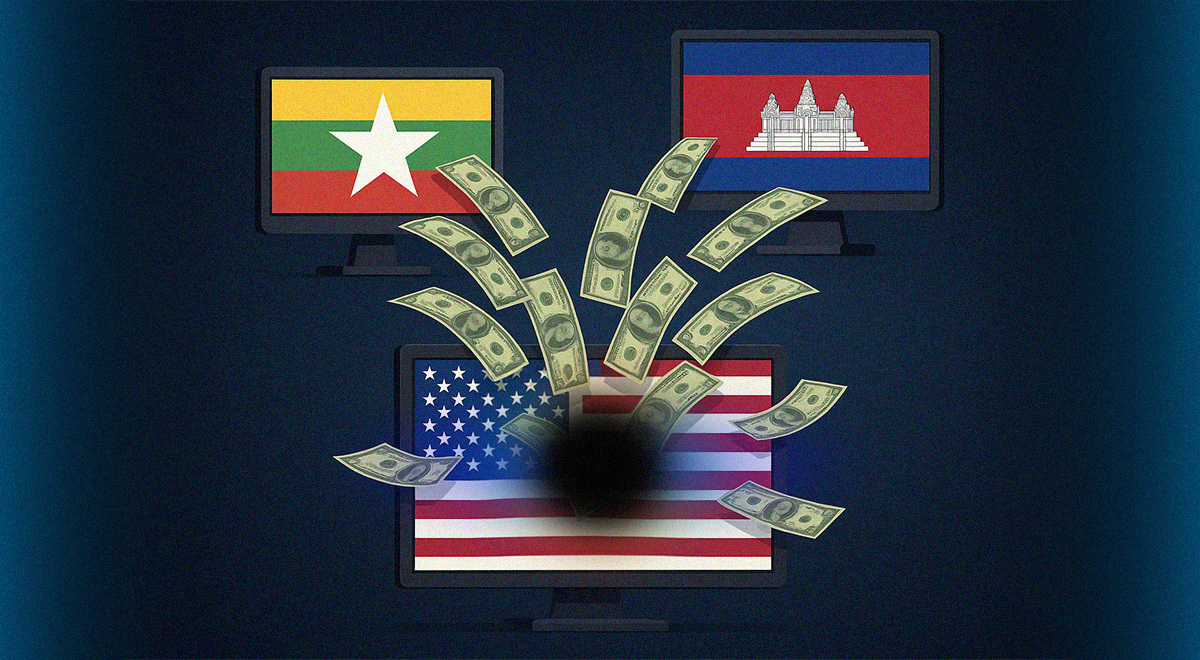 USA flag myanmar flag cambodia flag monitors money flow