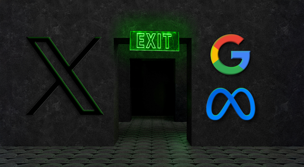 exit door google meta x logo