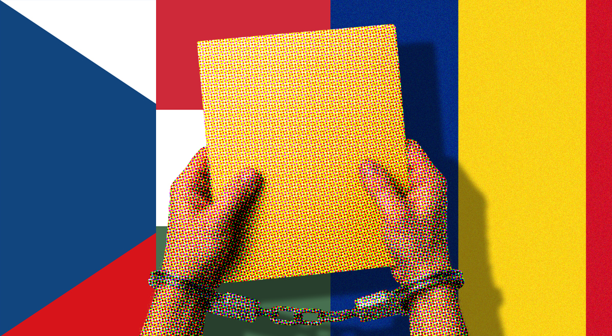 hand in cuffs folder Czechia flag Hungary Roamania flags