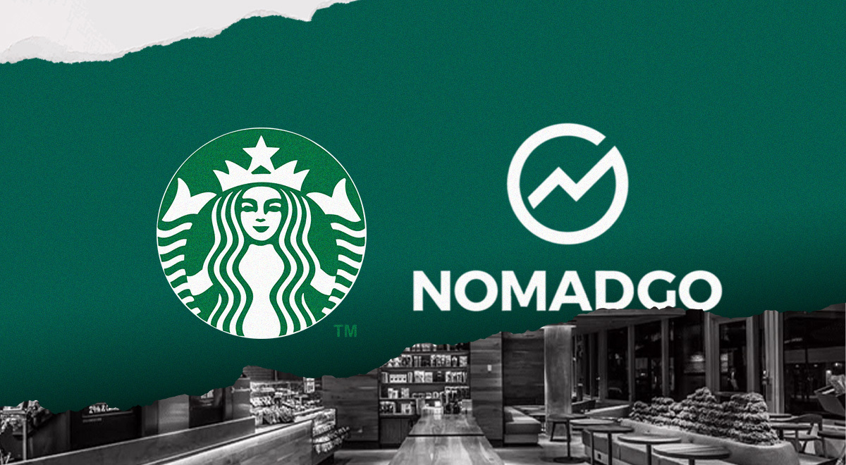 The Starbucks and nomadgo ai logos.