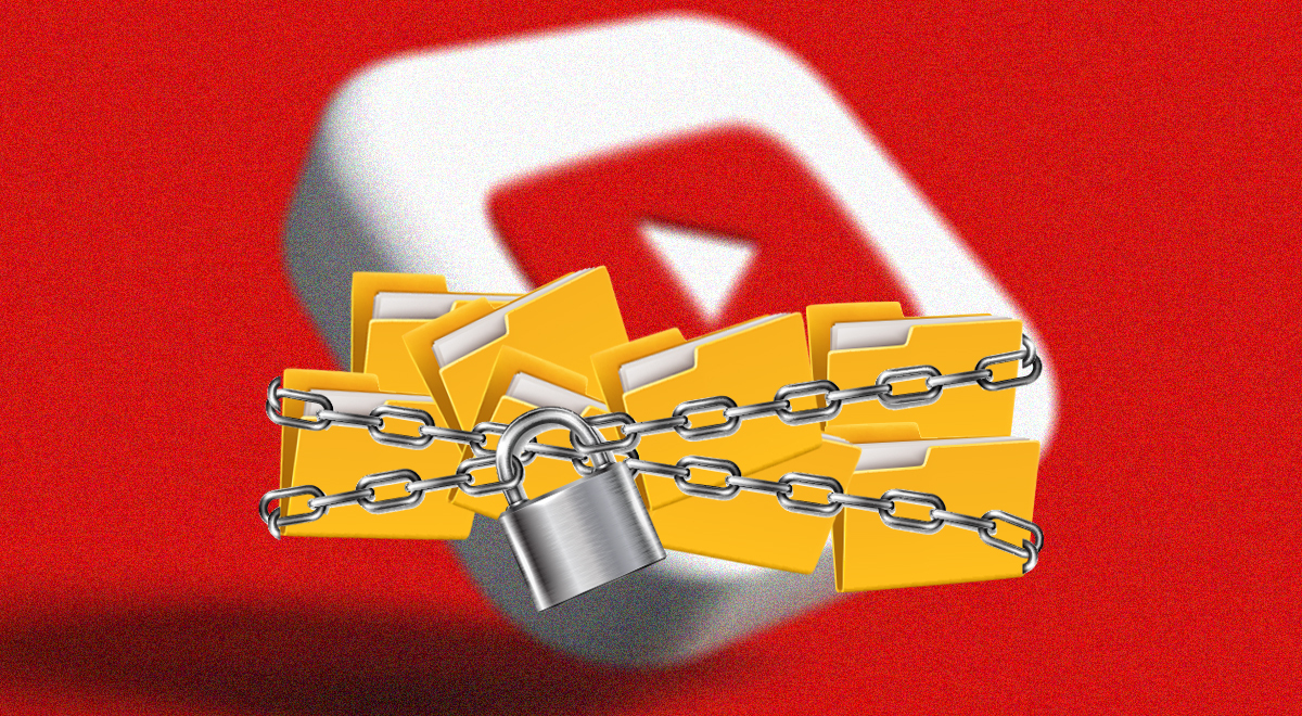 youtube logo locked chains file folders